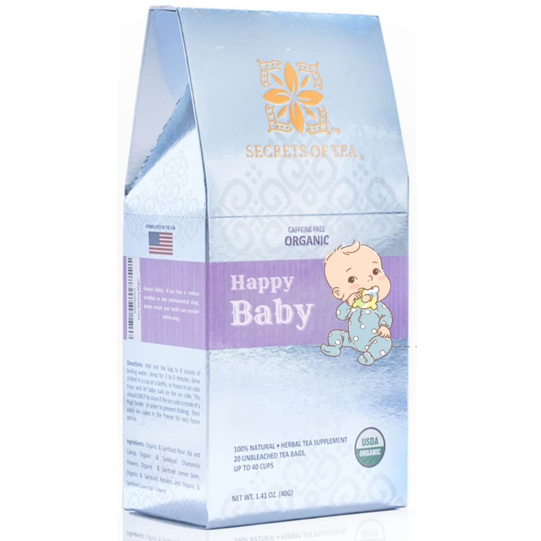 Secrets Of Tea Baby Teething Tea box packaging for quick, baby-friendly tea moments.
