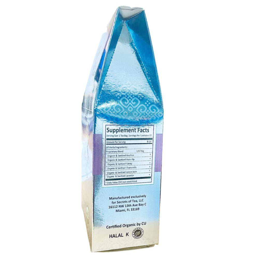 USDA Organic label visible on Secrets Of Tea Baby Teething Tea packaging.