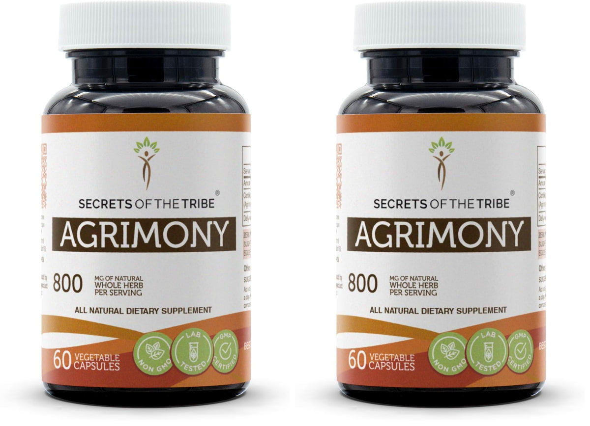 Secrets of the Tribe Agrimony 60 capsules bottle for daily use.