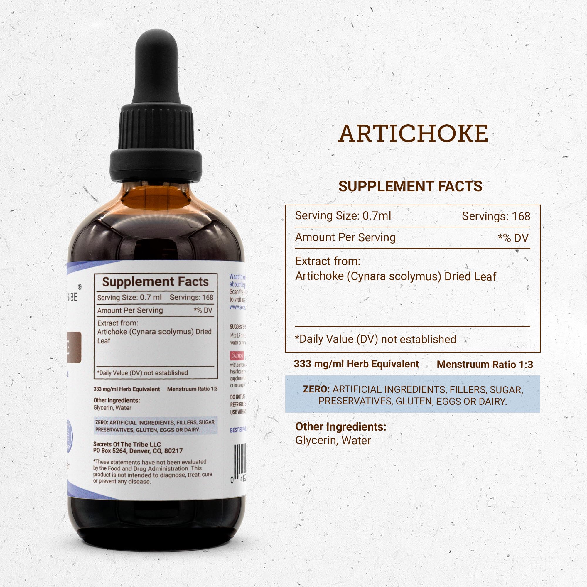 Secrets of the Tribe Artichoke Tincture artichoke leaf closeup for natural extract.