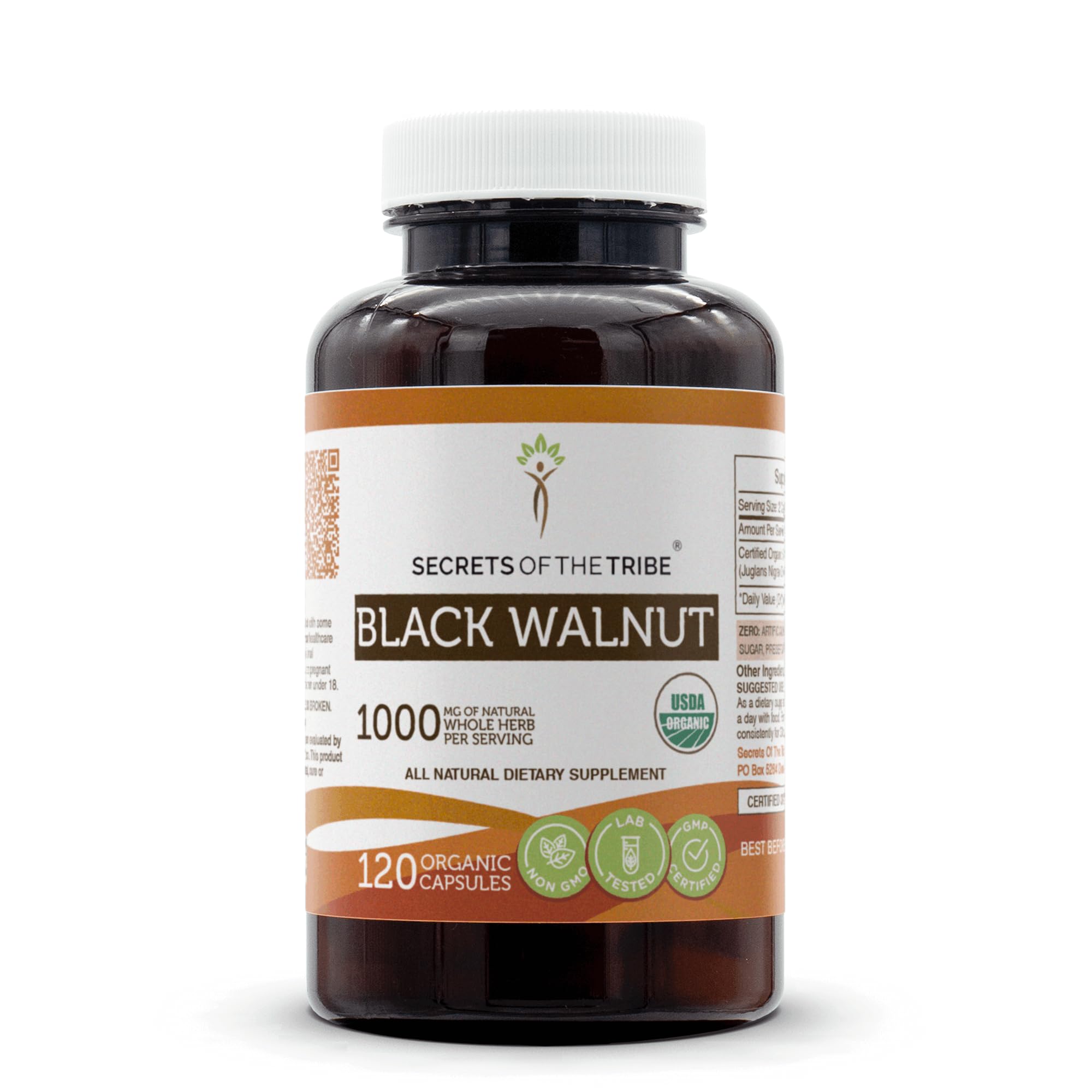 Secrets of the Tribe black walnut capsules bottle for daily plant-based wellness