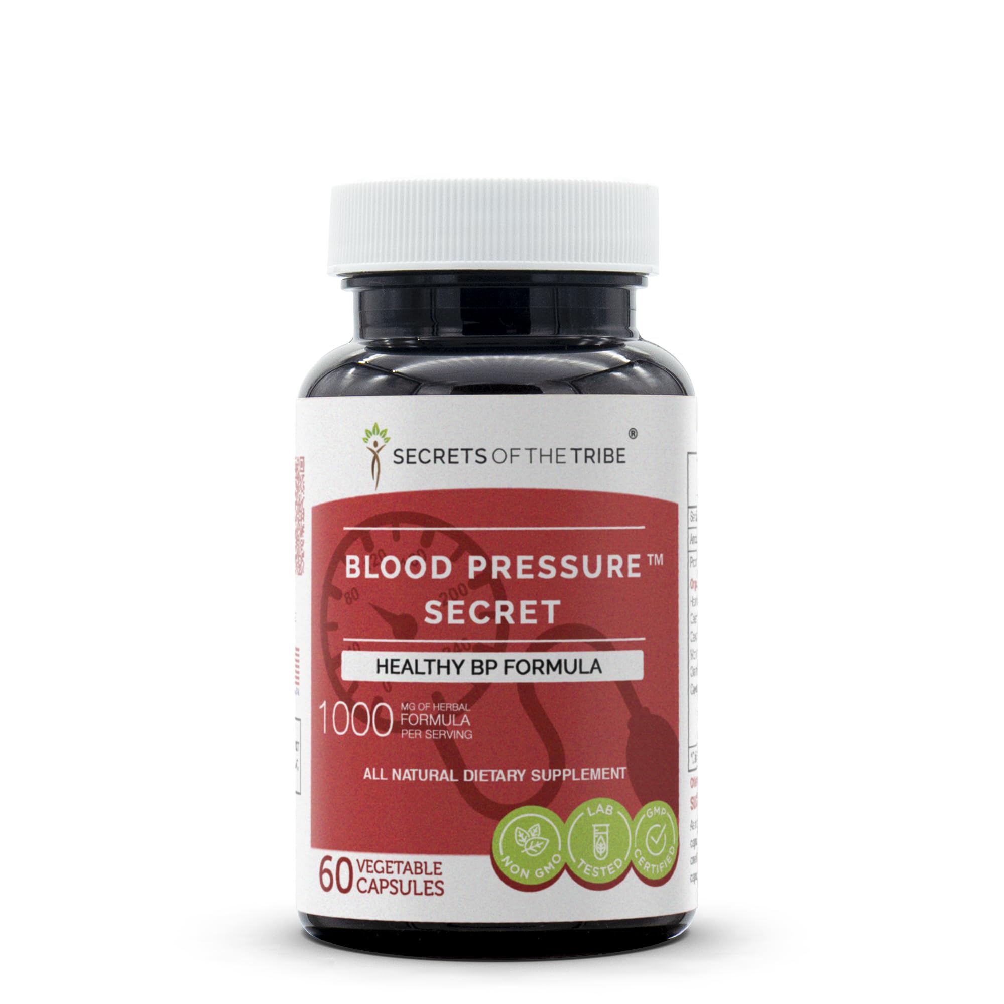 Secrets of the Tribe Blood Pressure Secret bottle front suggests natural circulation support.