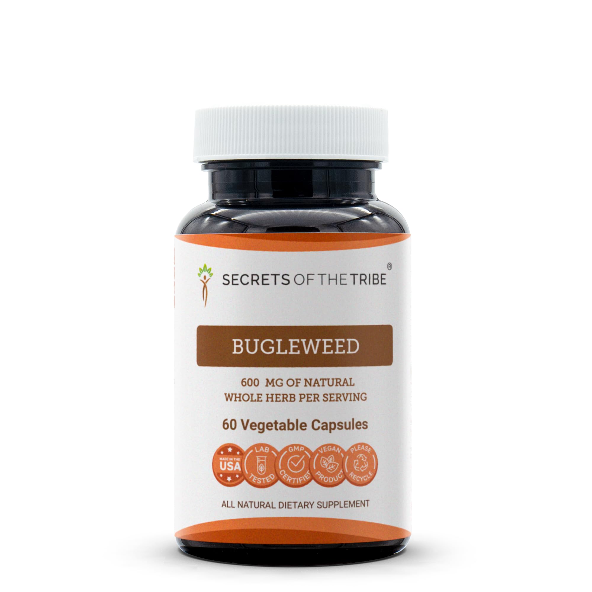 Secrets of the Tribe Bugleweed capsules packaging for easy daily use.