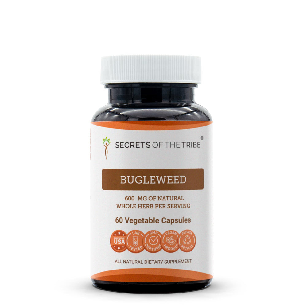 Secrets of the Tribe Bugleweed capsules packaging for easy daily use.