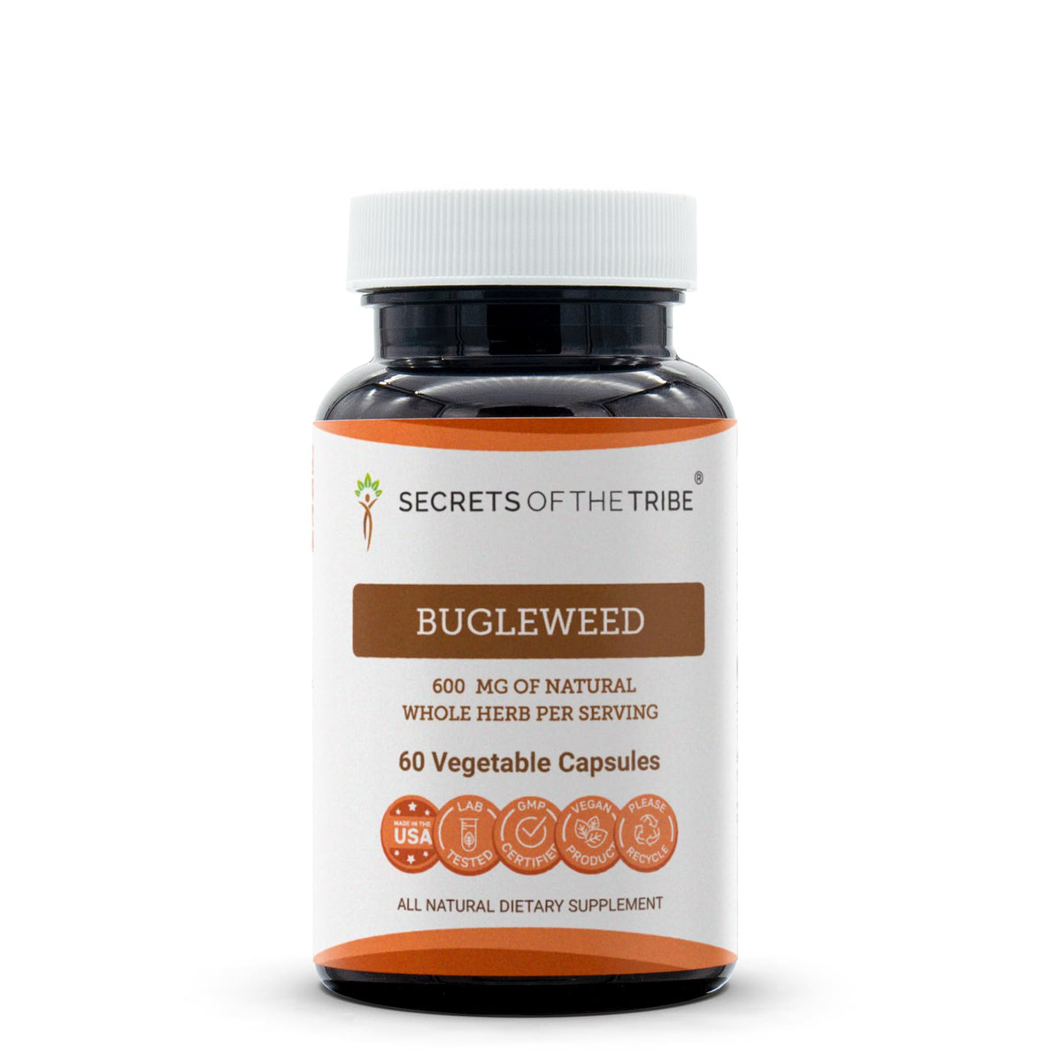 Secrets of the Tribe Bugleweed capsules packaging for easy daily use.