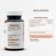 Secrets of the Tribe Bugleweed dried herb image highlights natural, high-potency material.
