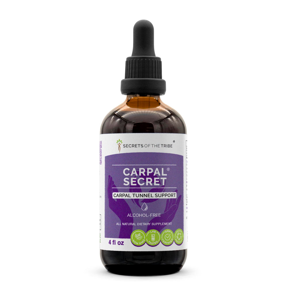 Secrets of the Tribe Carpal Secret bottle close-up for easy dosing