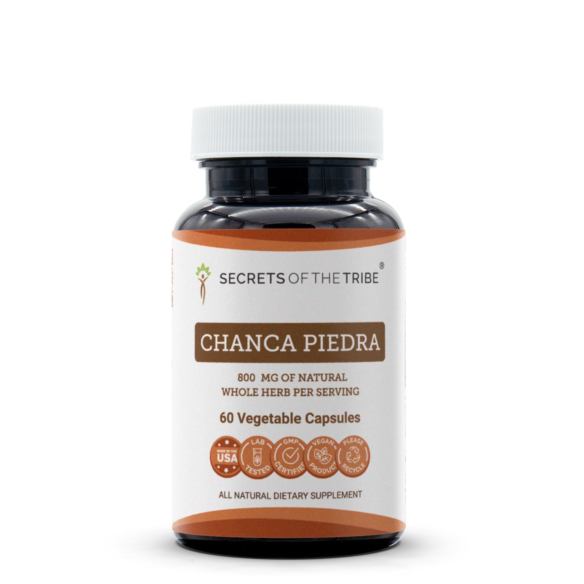 Secrets of the Tribe Chanca Piedra bottle with plant-based capsules for daily natural support