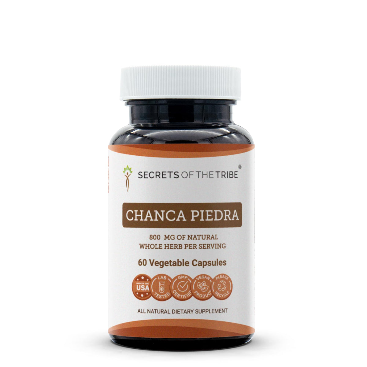Secrets of the Tribe Chanca Piedra bottle with plant-based capsules for daily natural support
