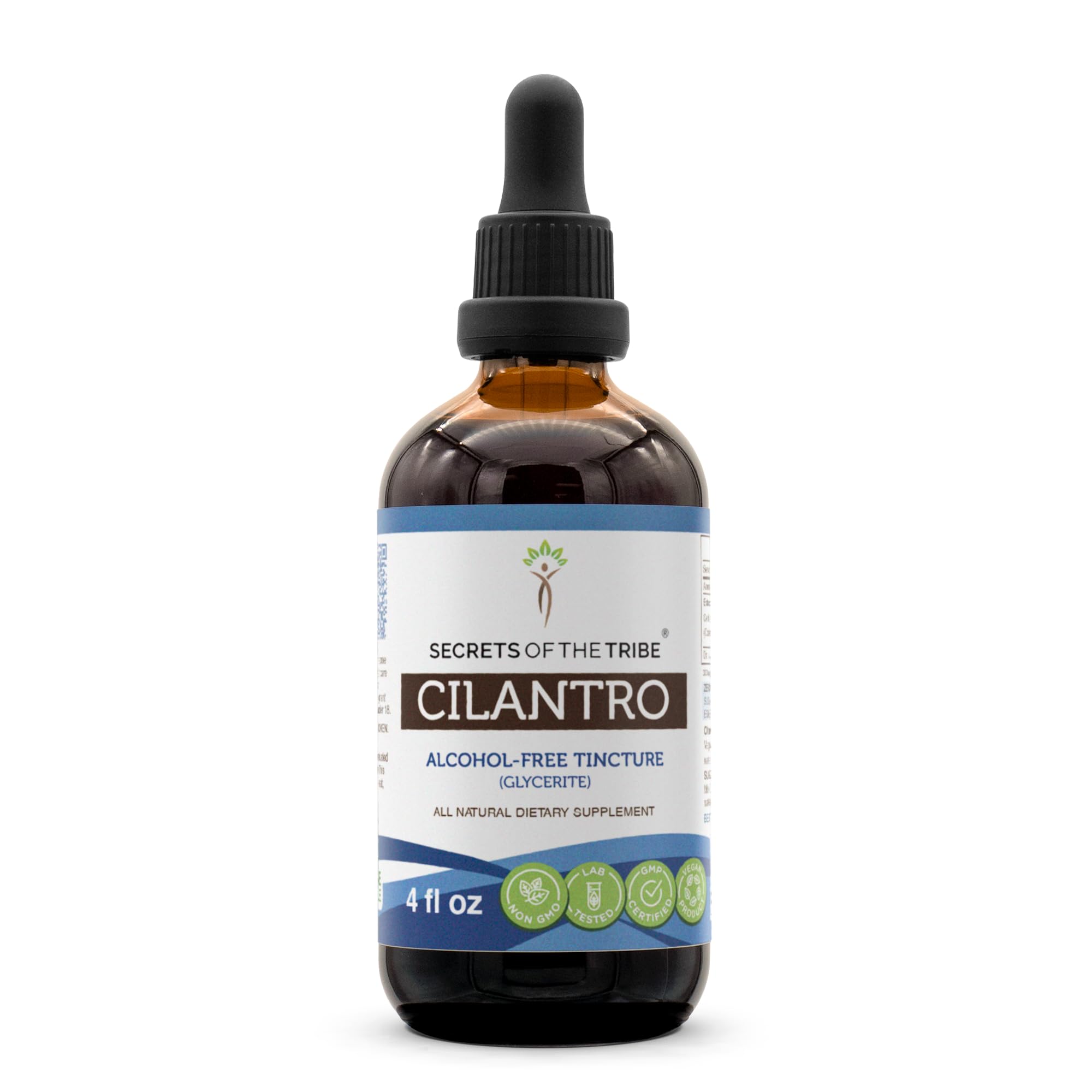 Secrets of the Tribe cilantro extract bottle pour shows high potency for daily use.