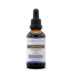 Secrets of the Tribe Cordyceps tincture bottle for daily vitality and easy dosing.