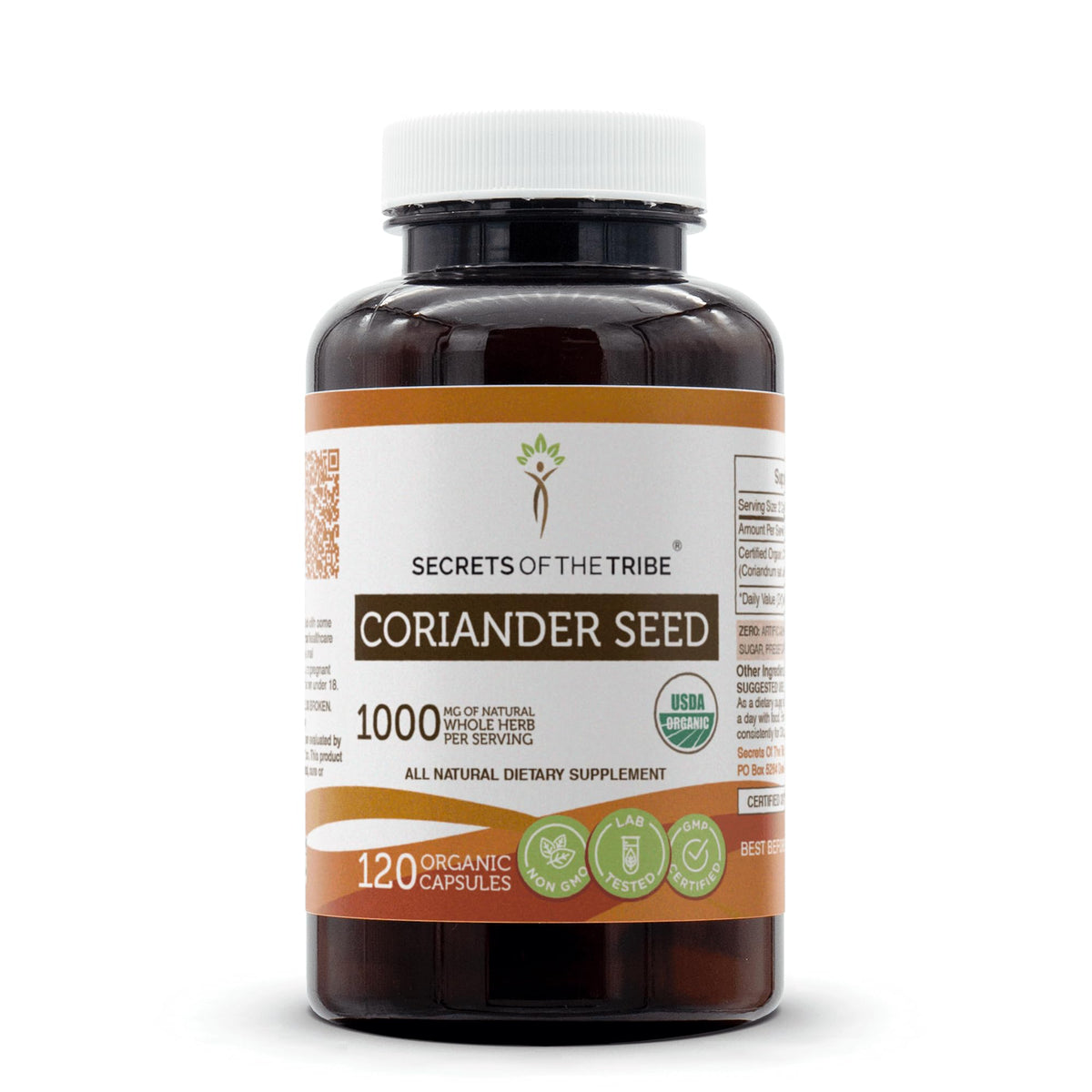 Secrets of the Tribe Coriander Seed capsules bottle for daily wellness.