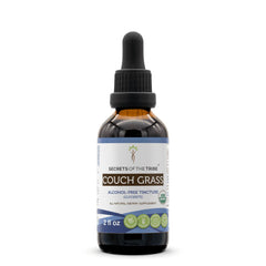 Secrets of the Tribe Couch Grass bottle showcases premium organic extract for daily wellness.