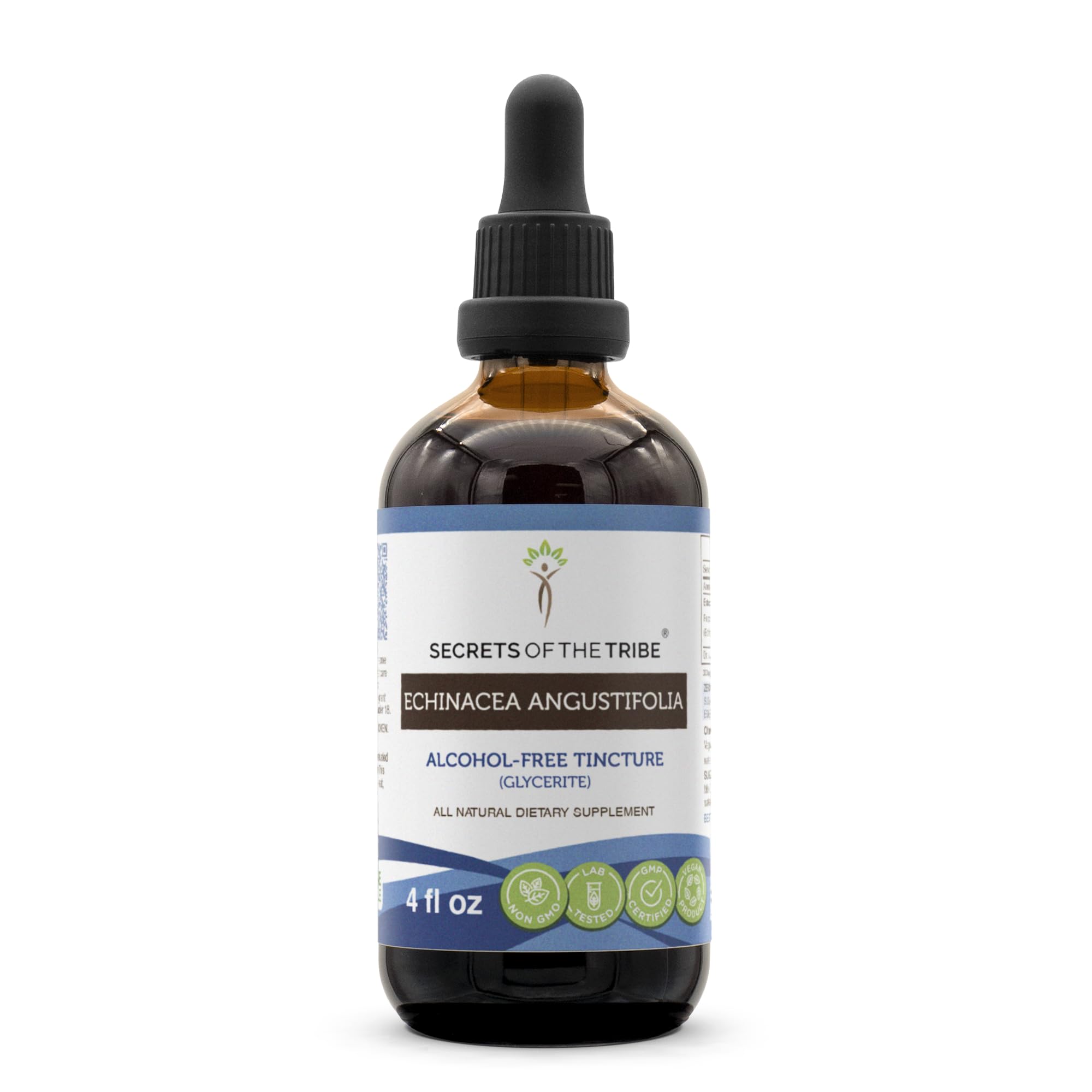 Secrets of the Tribe echinacea tincture bottle with dropper for easy dosing