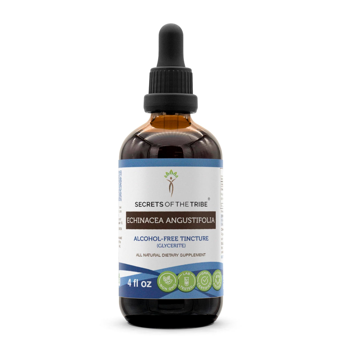 Secrets of the Tribe echinacea tincture bottle with dropper for easy dosing