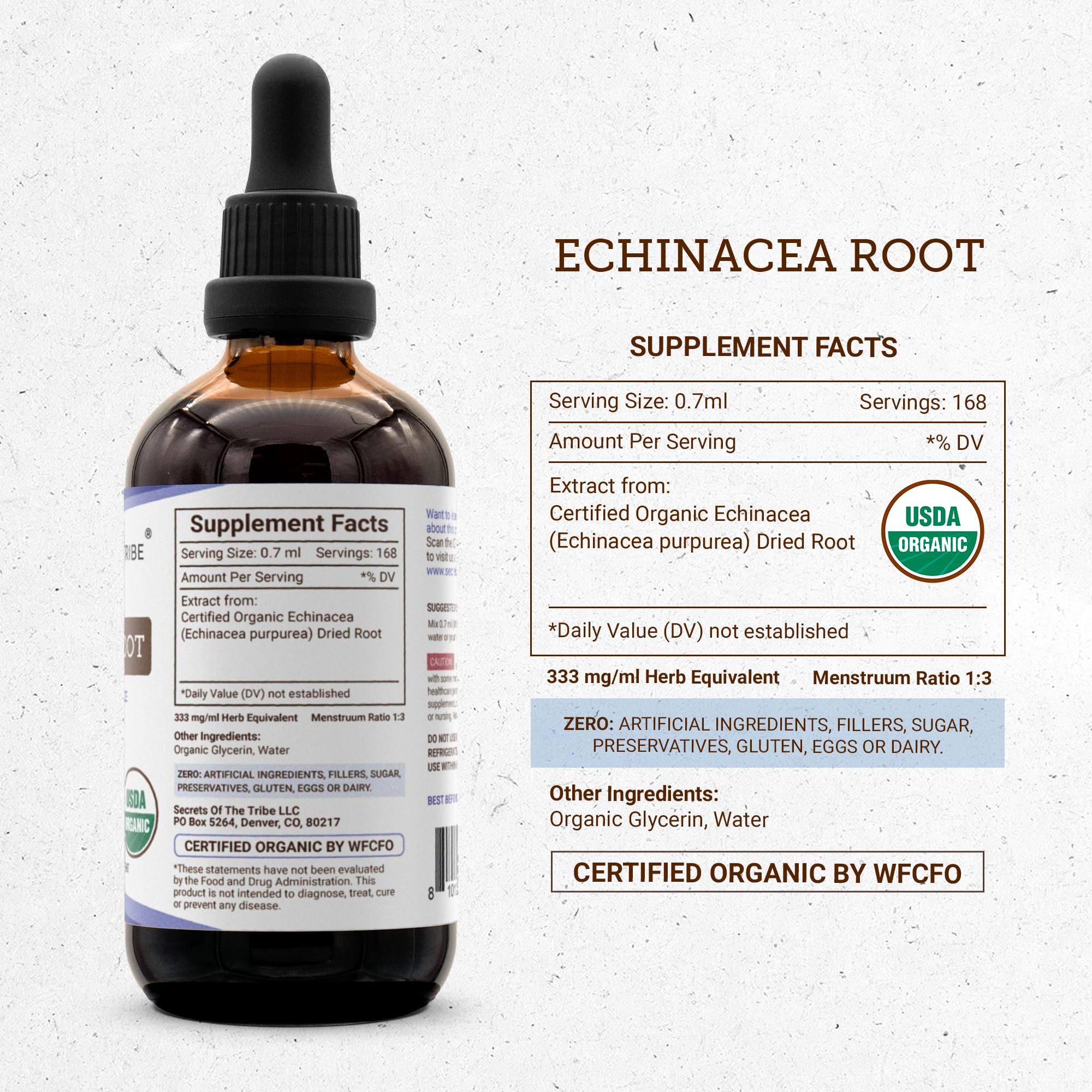 Secrets of the Tribe echinacea root whole-material closeup signals purity