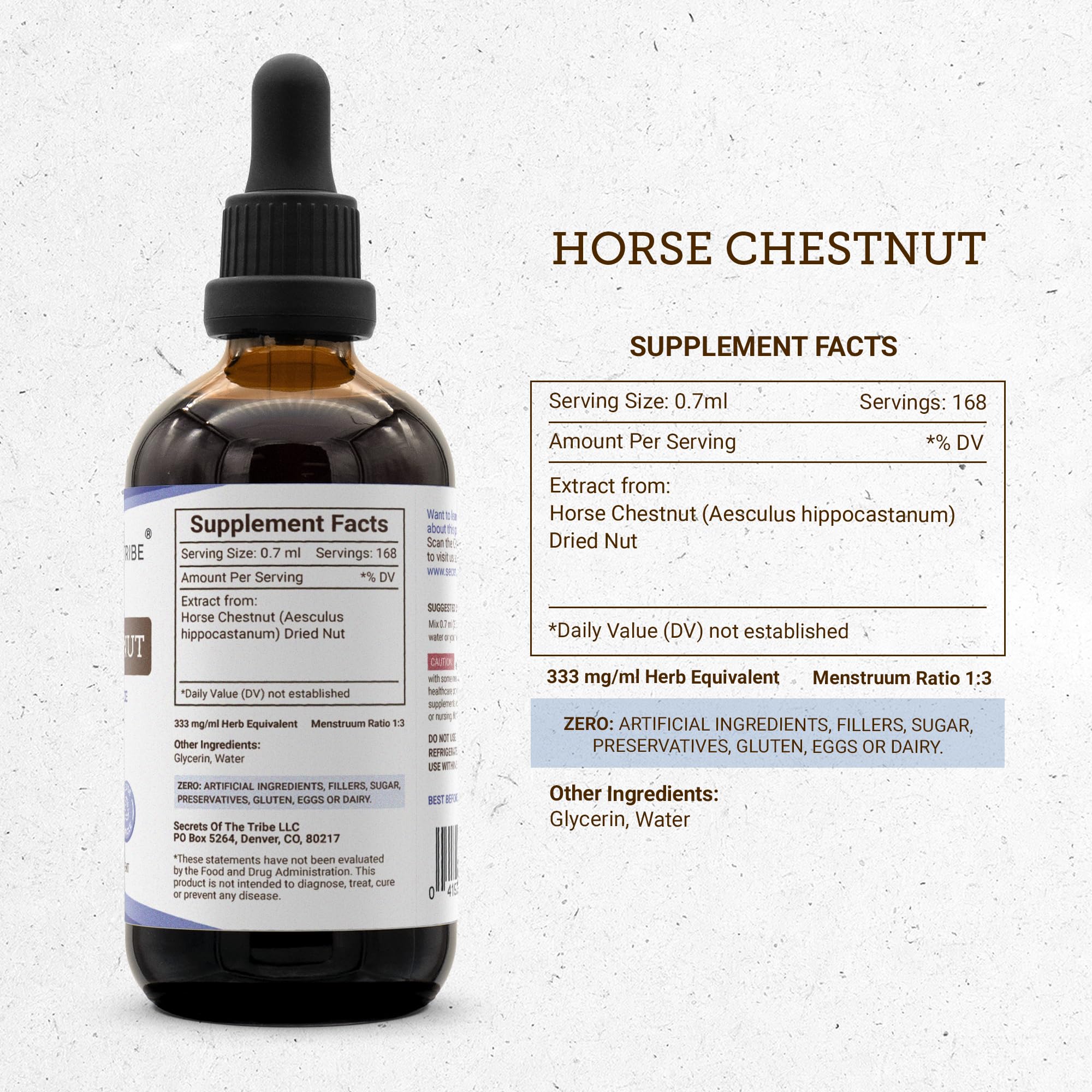 Pour scene of Secrets of the Tribe Horse Chestnut Tincture in a glass.