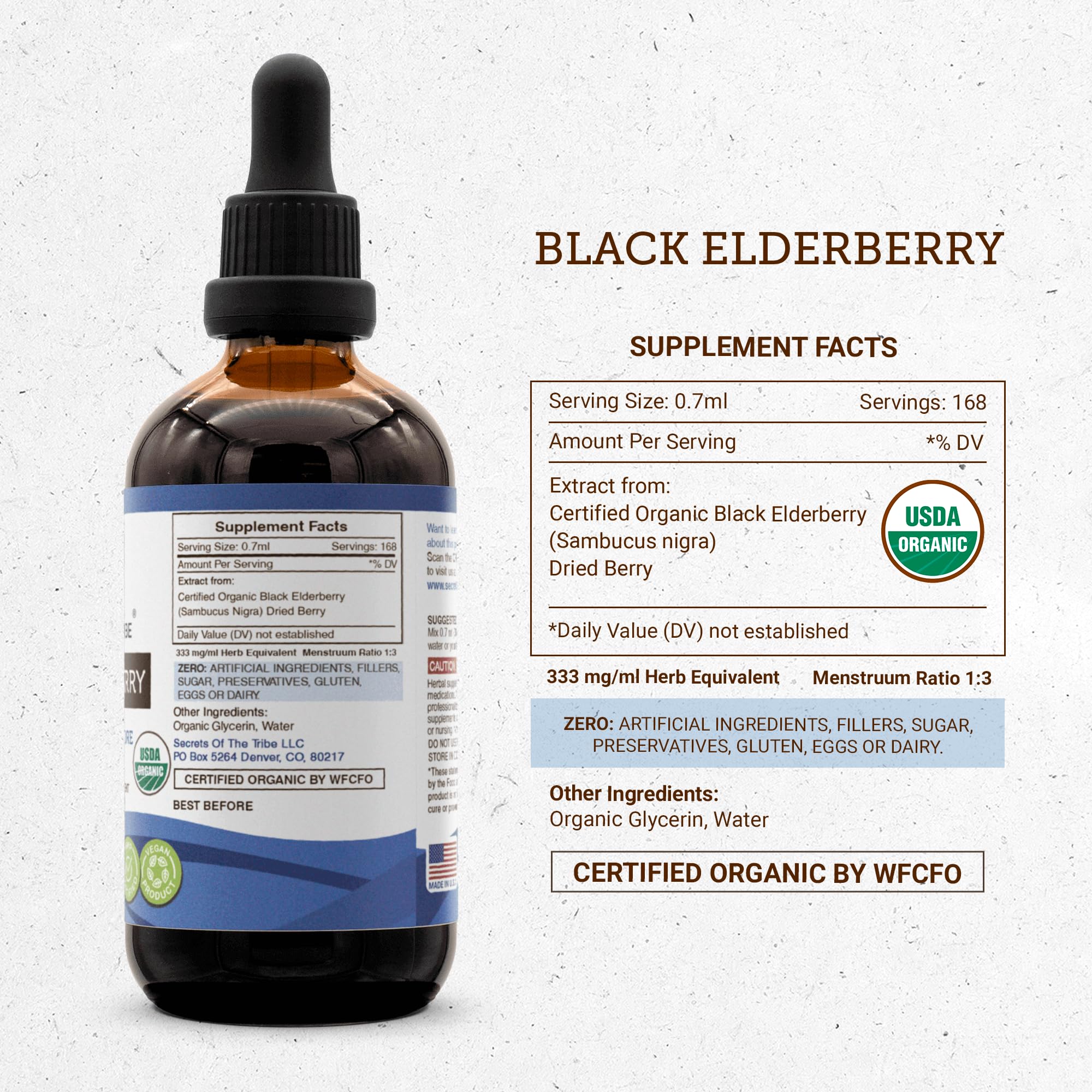 Secrets of the Tribe Organic Certification Label signals trusted USDA Organic status.
