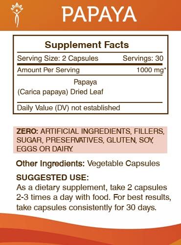 Secrets of the Tribe papaya dried leaf close-up emphasizing natural ingredients.