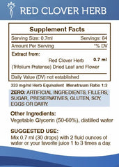 Secrets of the Tribe Red Clover label on bottle highlights purity and safety