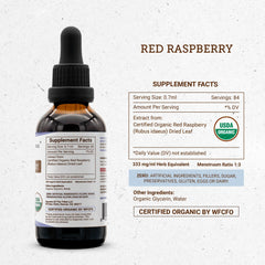 Secrets of the Tribe Red Raspberry dried-leaf close-up emphasizes natural sourcing and purity.