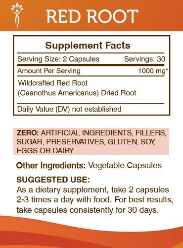 Secrets of the Tribe Red Root label shows US-made production and clean formulation