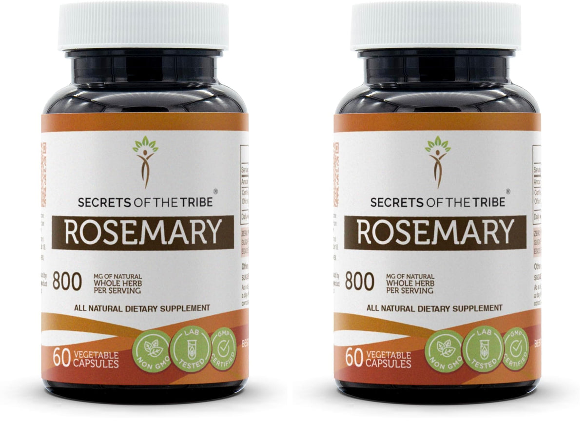 Secrets of the Tribe Rosemary capsules bottle shows convenient daily supplement
