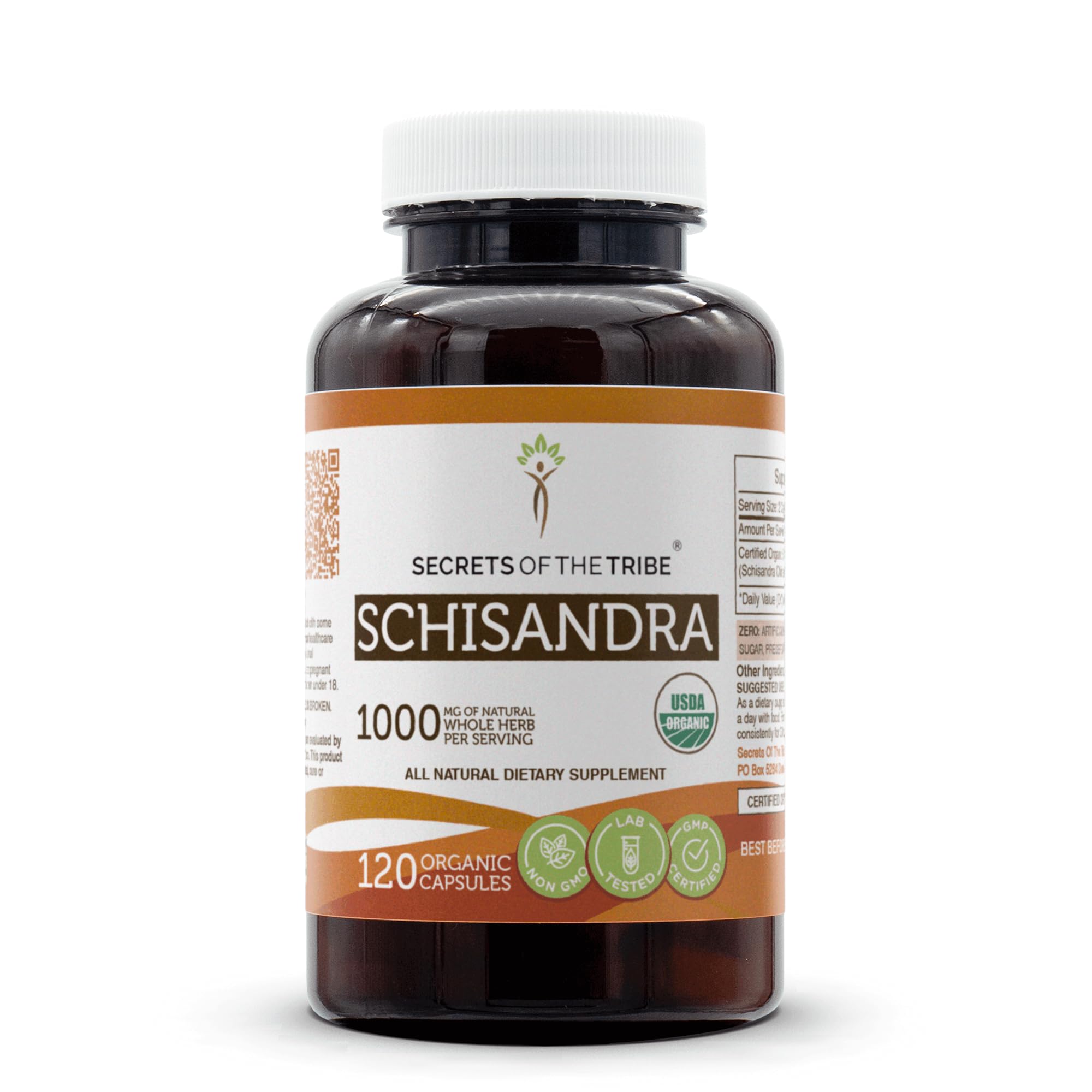 Secrets of the Tribe Schisandra capsules bottle for daily vitality.