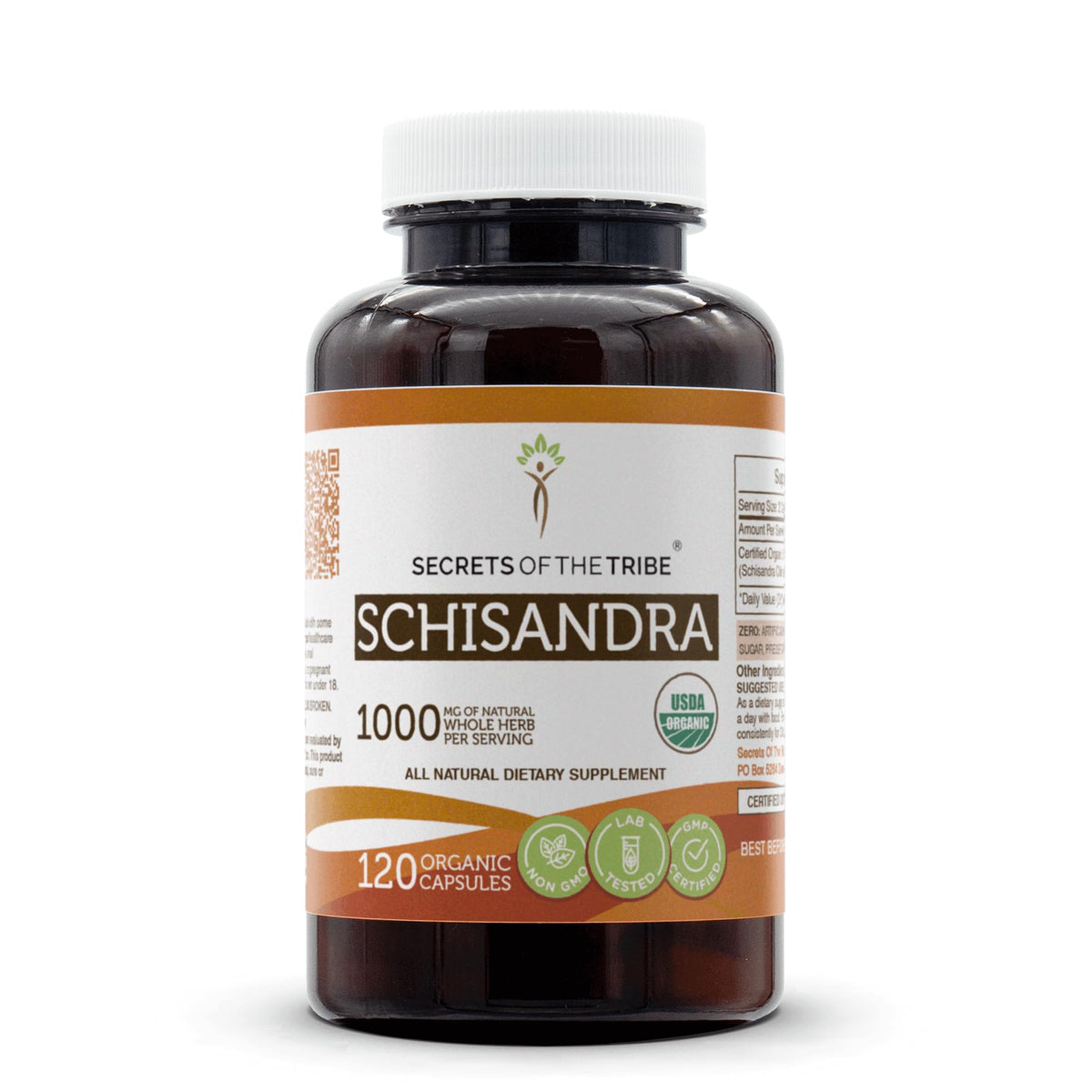 Secrets of the Tribe Schisandra capsules bottle for daily vitality.