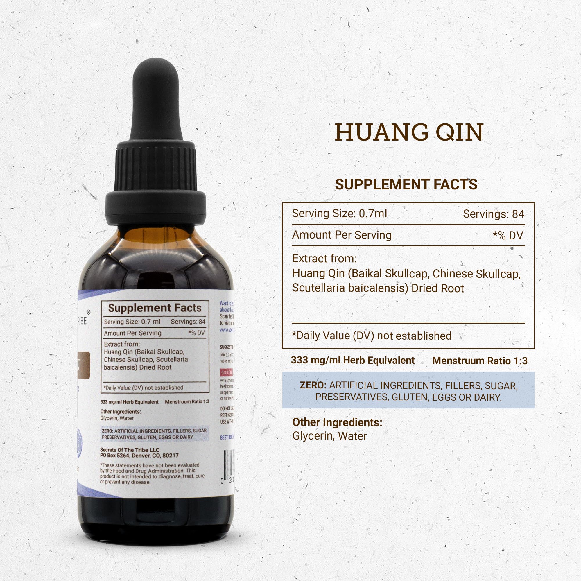 Scutellaria root extract vial showing high potency