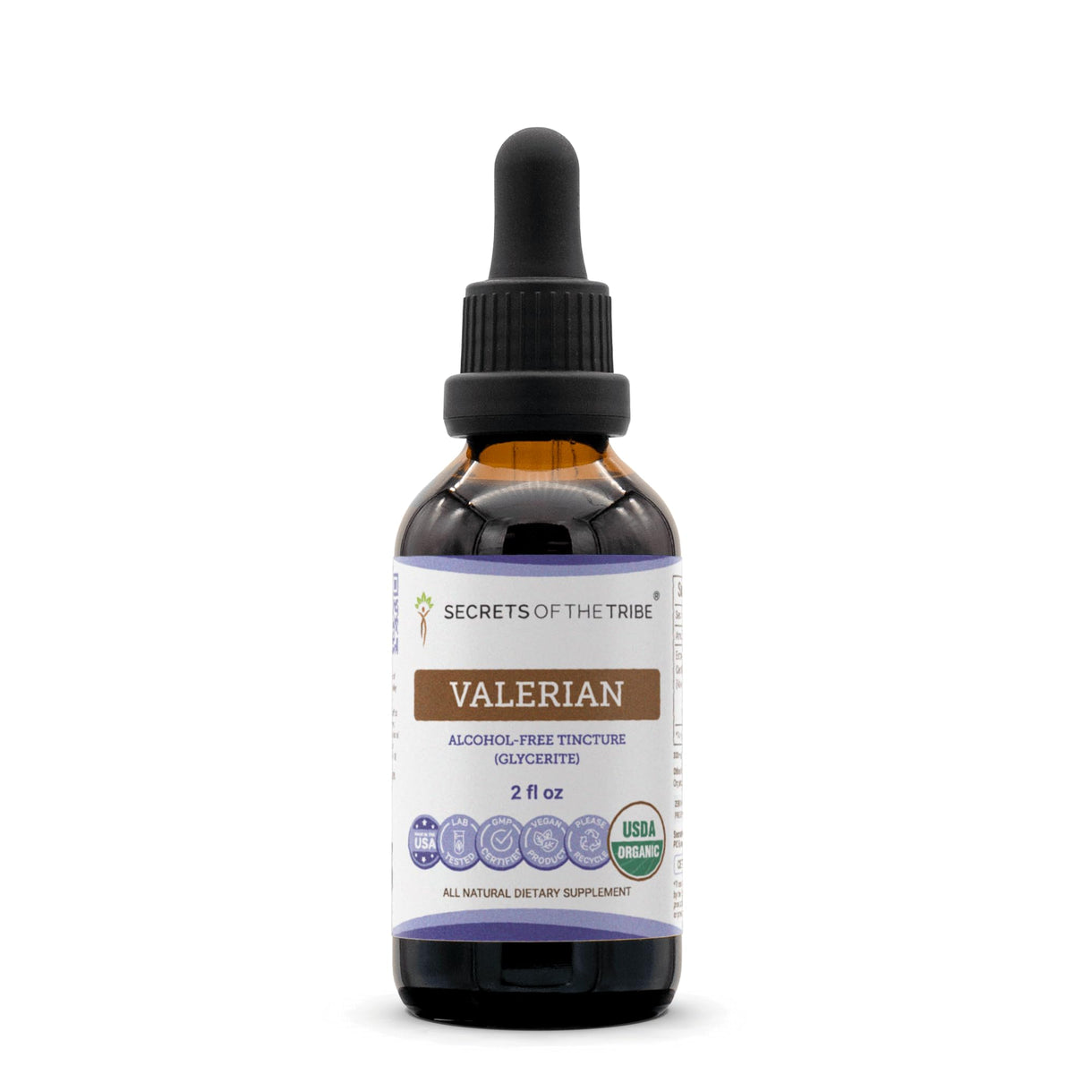 Secrets of the Tribe Valerian bottle for convenient evening routine