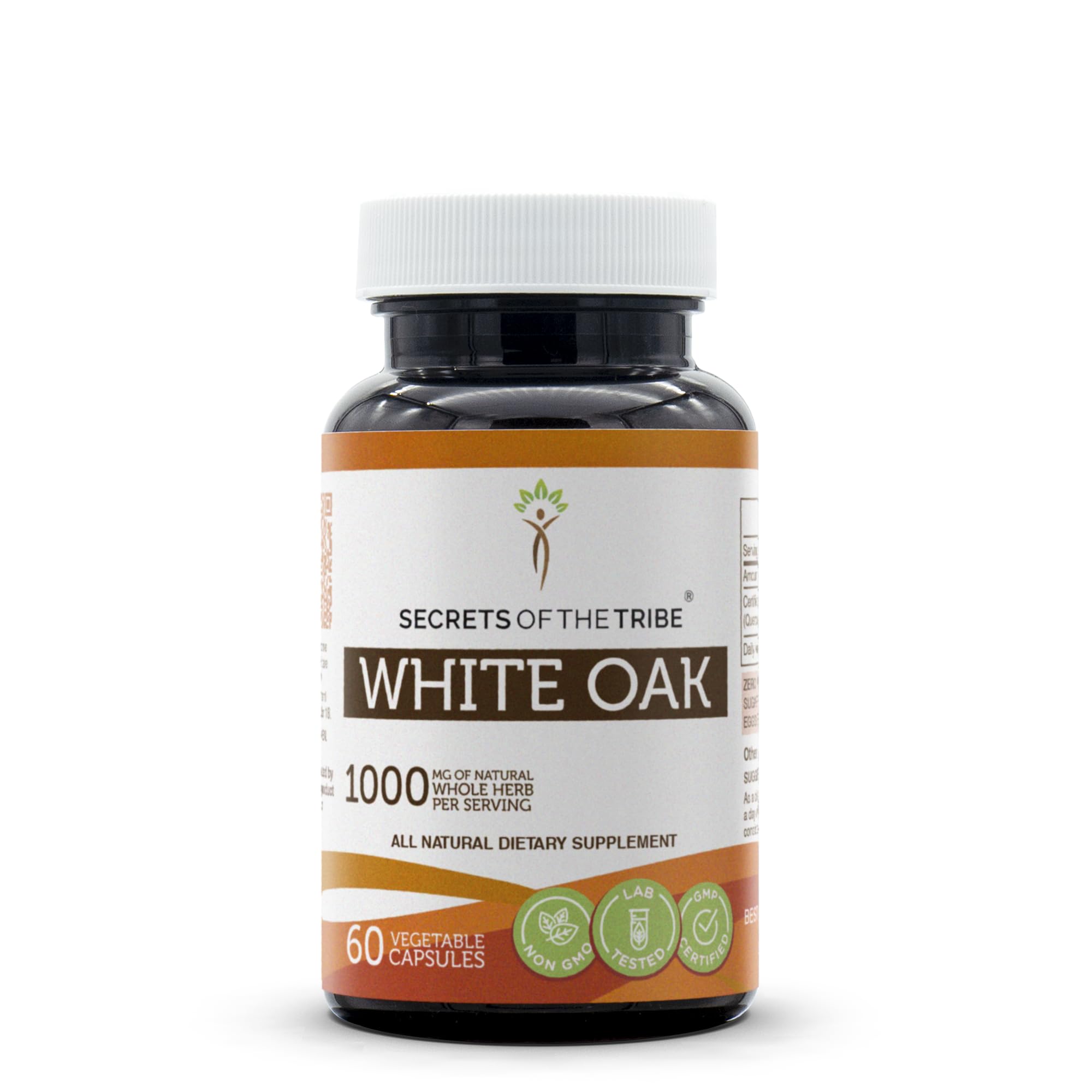 Secrets of the Tribe White Oak capsules bottle front view for daily support