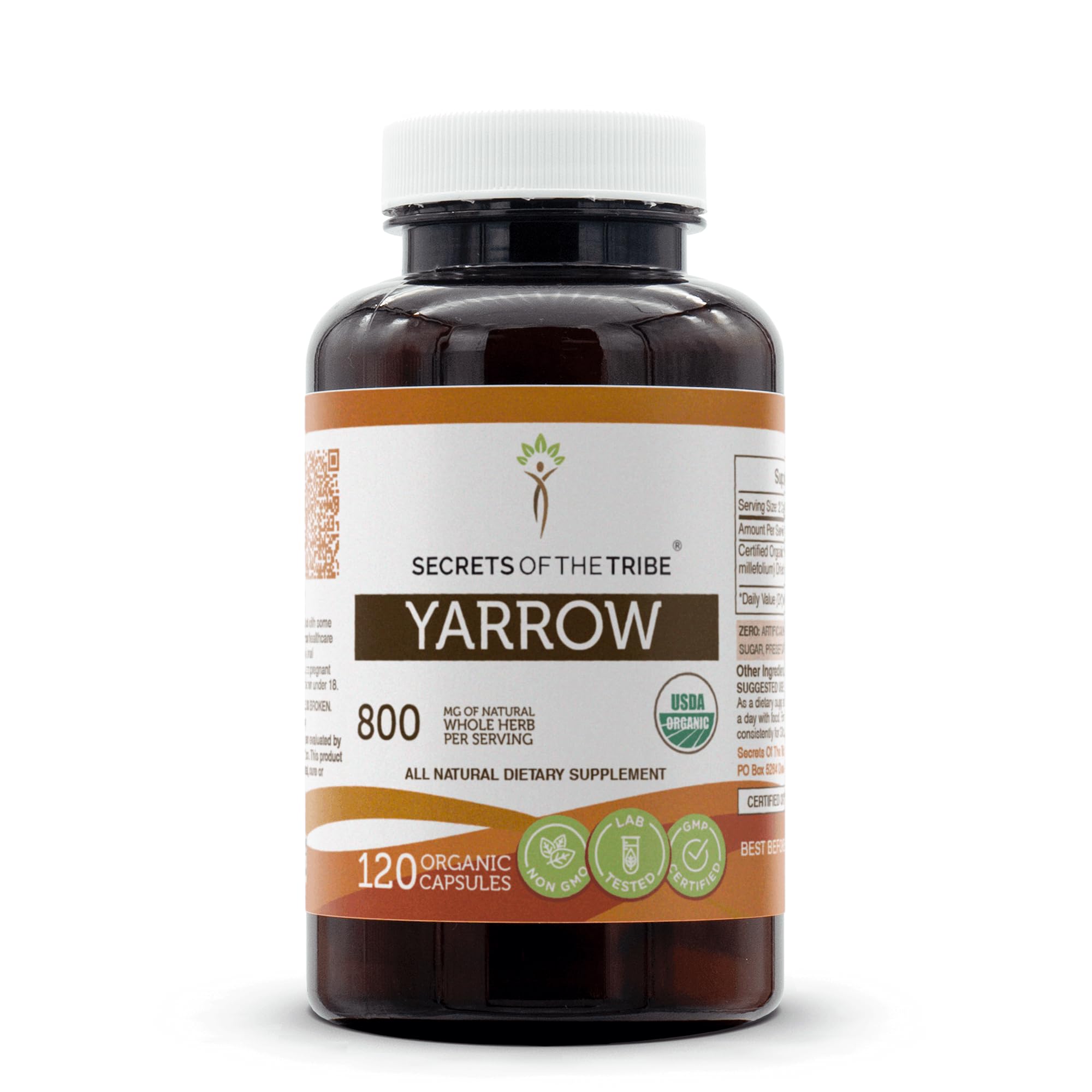 Secrets of the Tribe Yarrow capsules for daily herbal support.