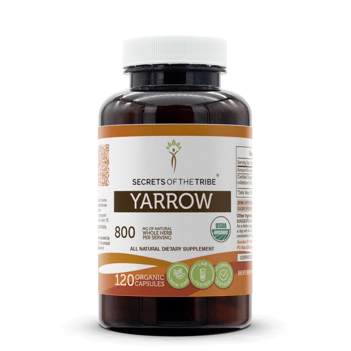 Secrets of the Tribe Yarrow capsules for daily herbal support.