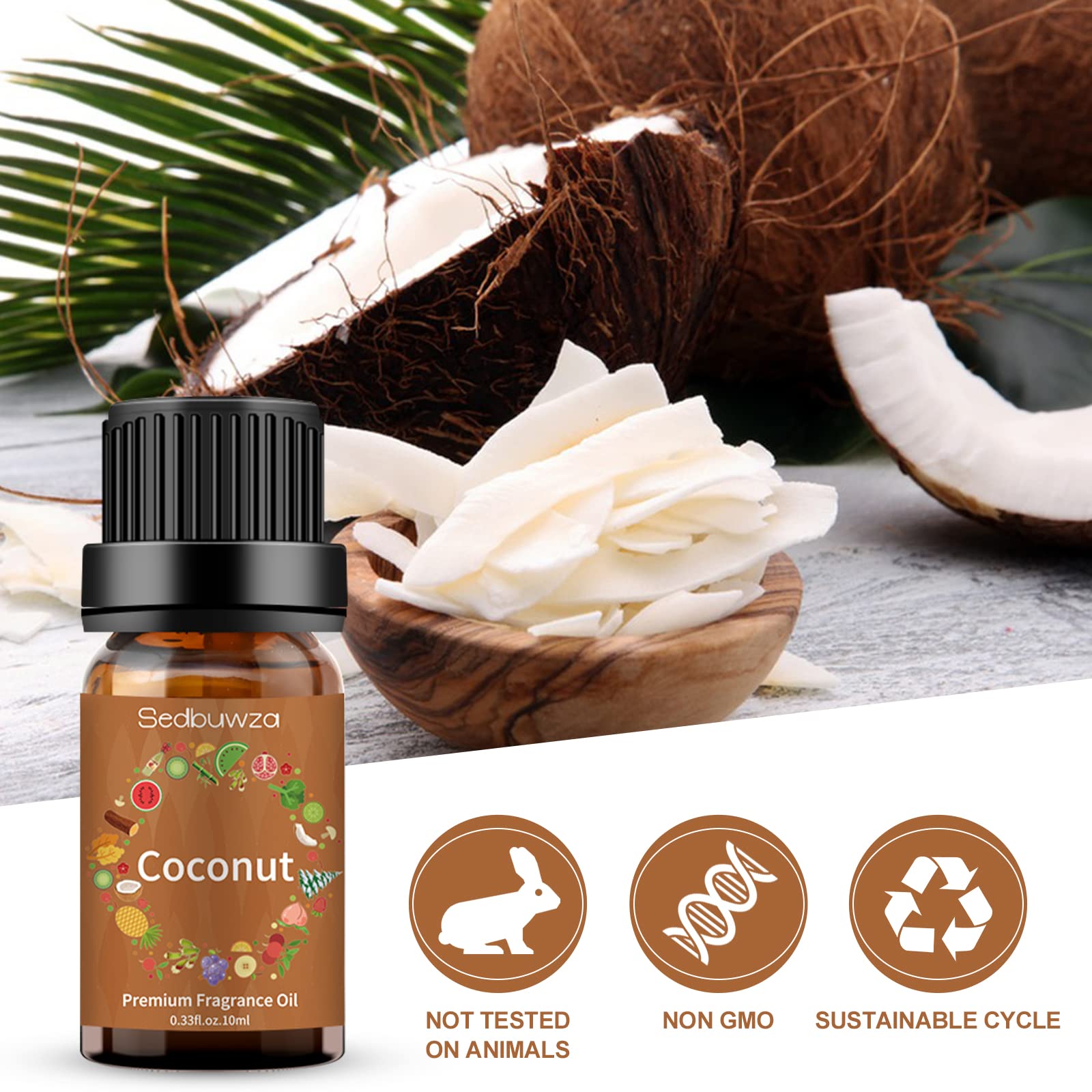 Sedbuwza coconut fragrance oil in diffuser scene creating a breezy tropical ambiance