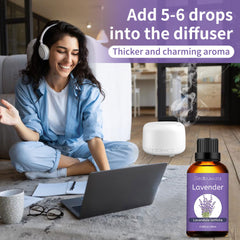 Sedbuwza diffuser setup with lavender oil releasing a fragrant mist.