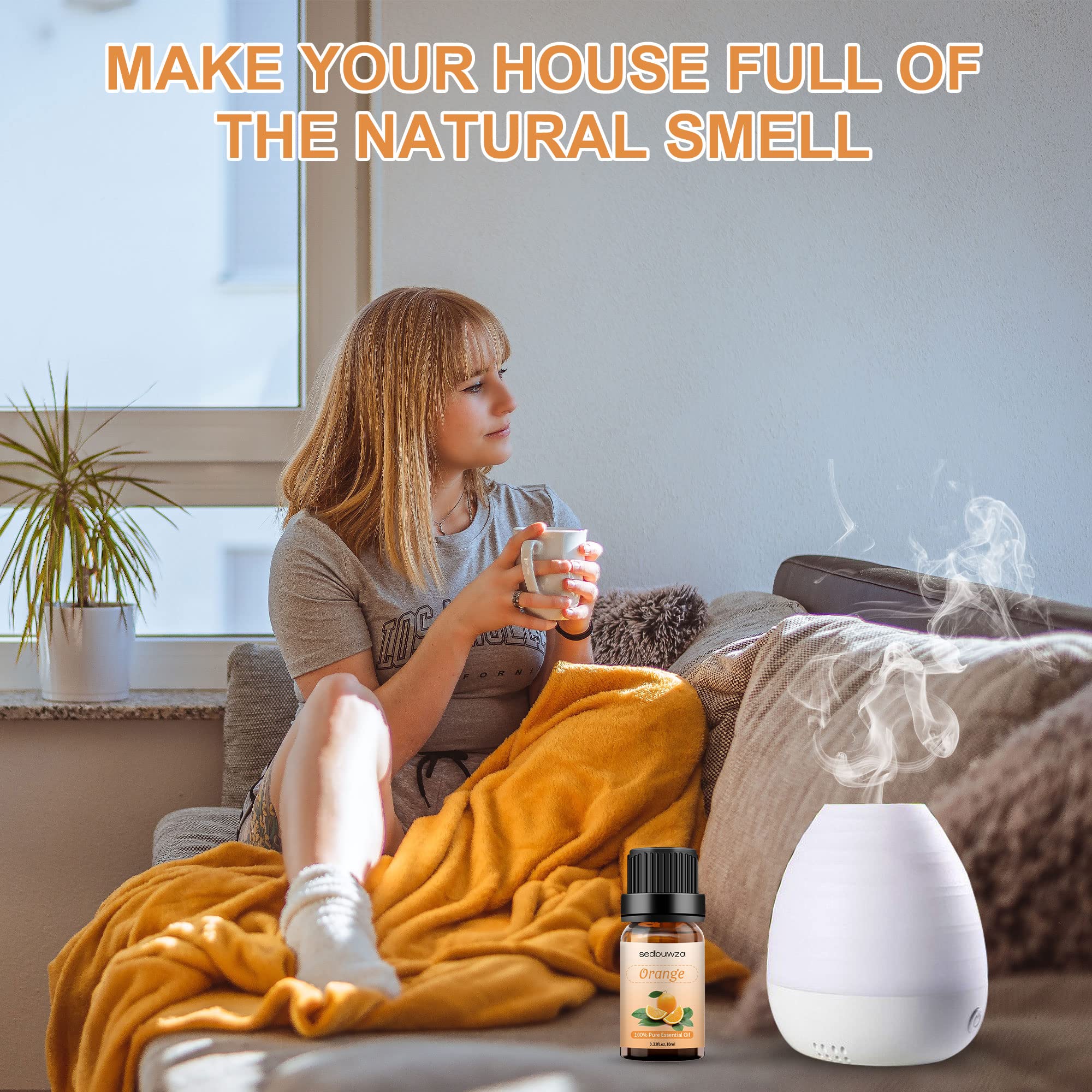 Sedbuwza orange oil supports humidifier use to refresh spaces.