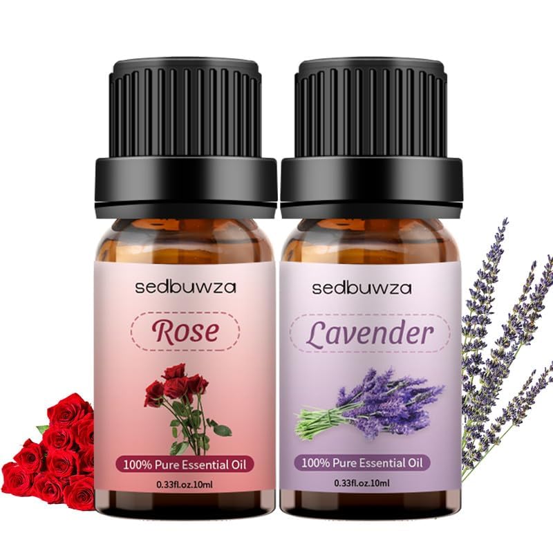 Sedbuwza Rose oil bottle close-up, rich floral aroma for romance-inspired diffusing.