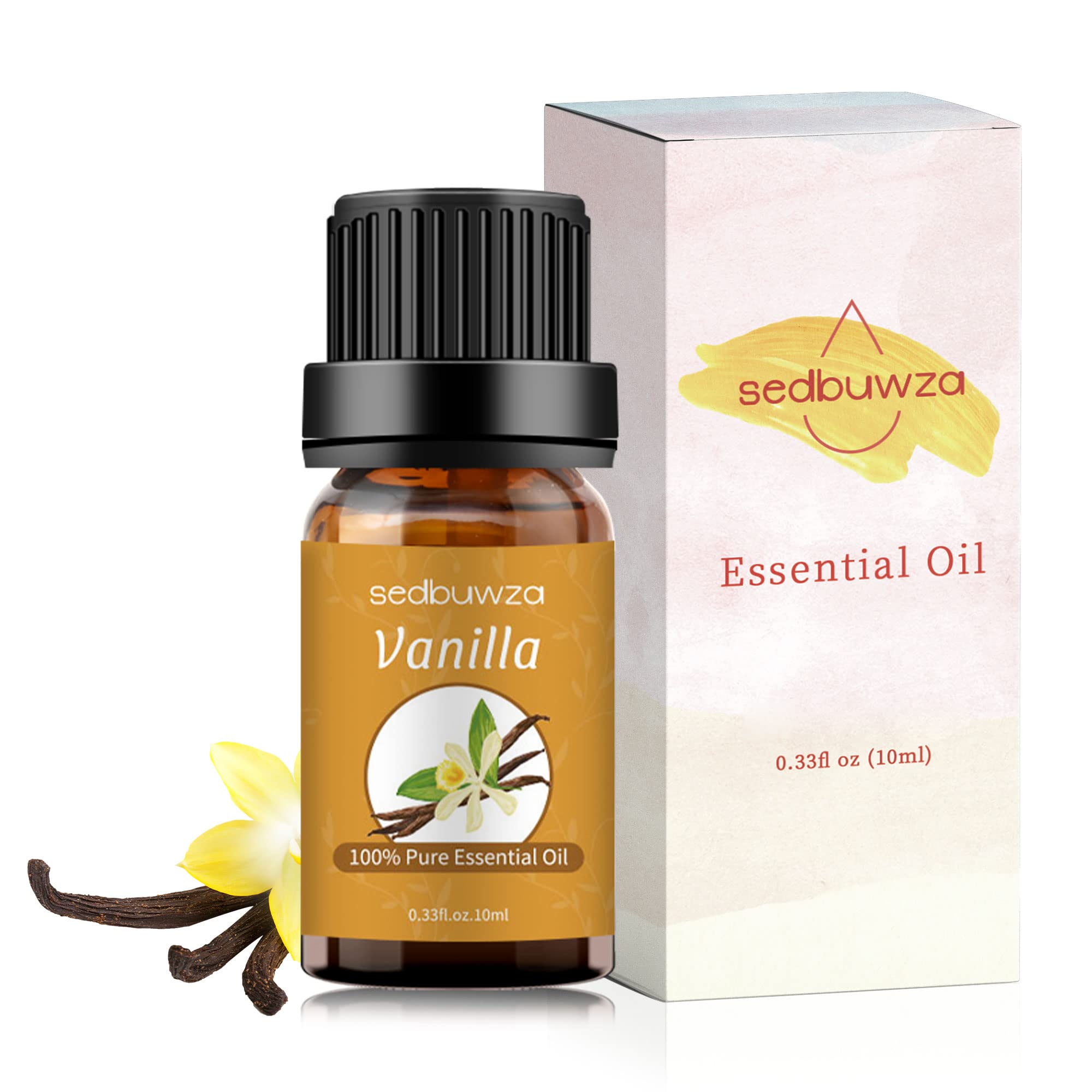 Sedbuwza vanilla bottle closeup showing natural extraction.