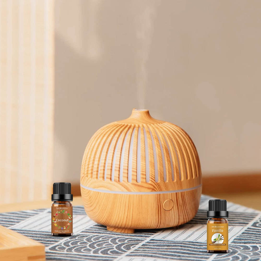 Sedbuwza vanilla oil bottle closeup highlighting creamy vanilla aroma ideal for diffusion.
