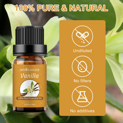 Sedbuwza vanilla oil drops for creamy aroma in diffusers.