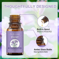 Sedbuwza Violet bath oil enhancing a relaxing soak.
