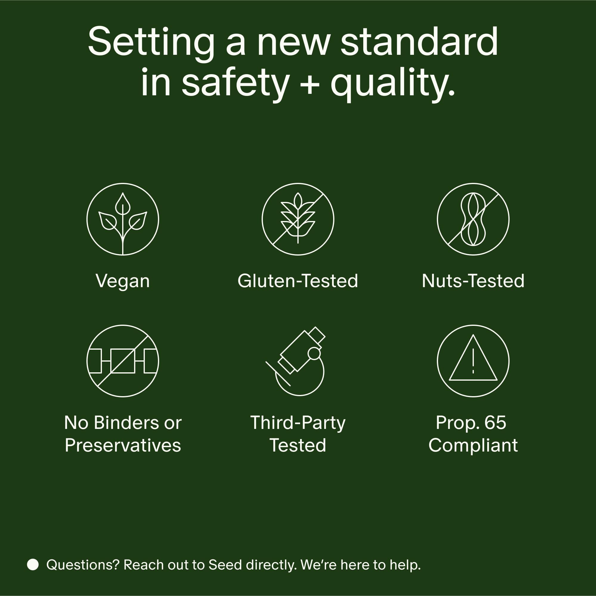 Seed 14 Day Gut Reset shelf-stable icon communicates no refrigeration, ideal for travel.