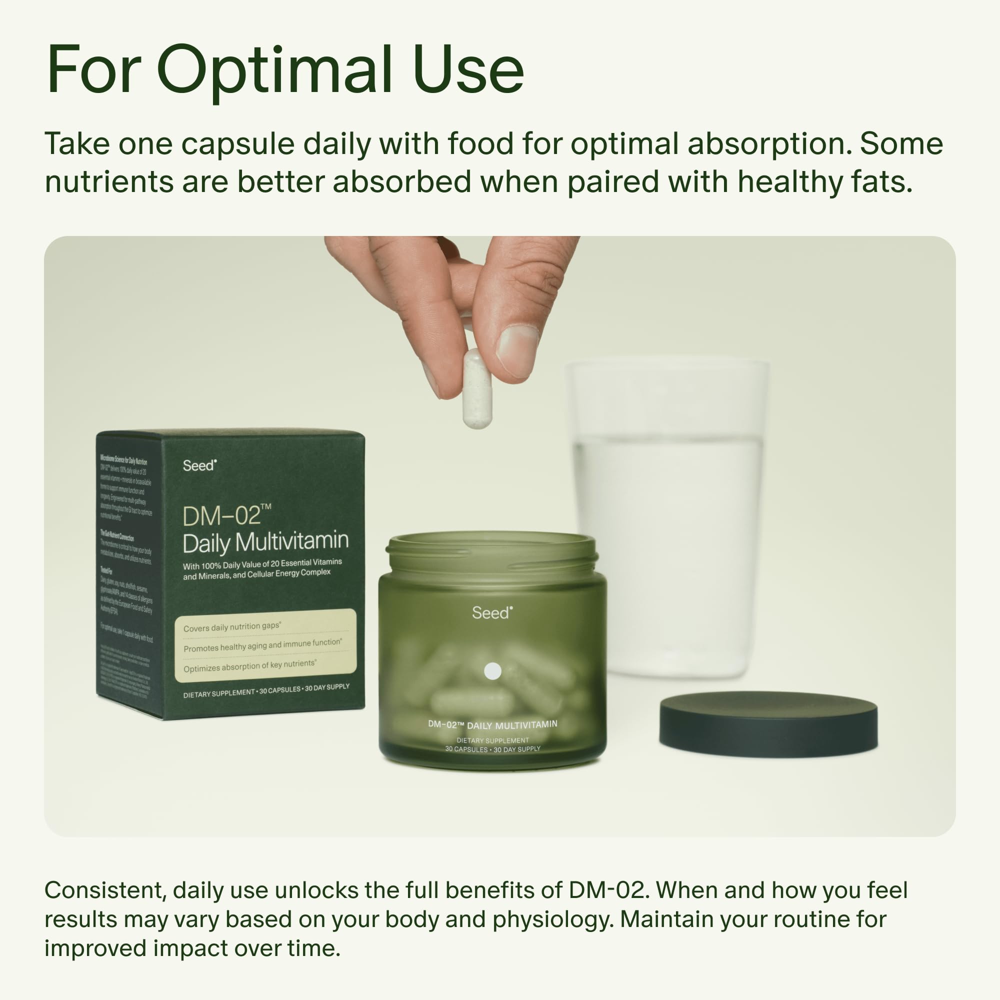 Seed DM-02 vegan capsules suitable for plant-based diets
