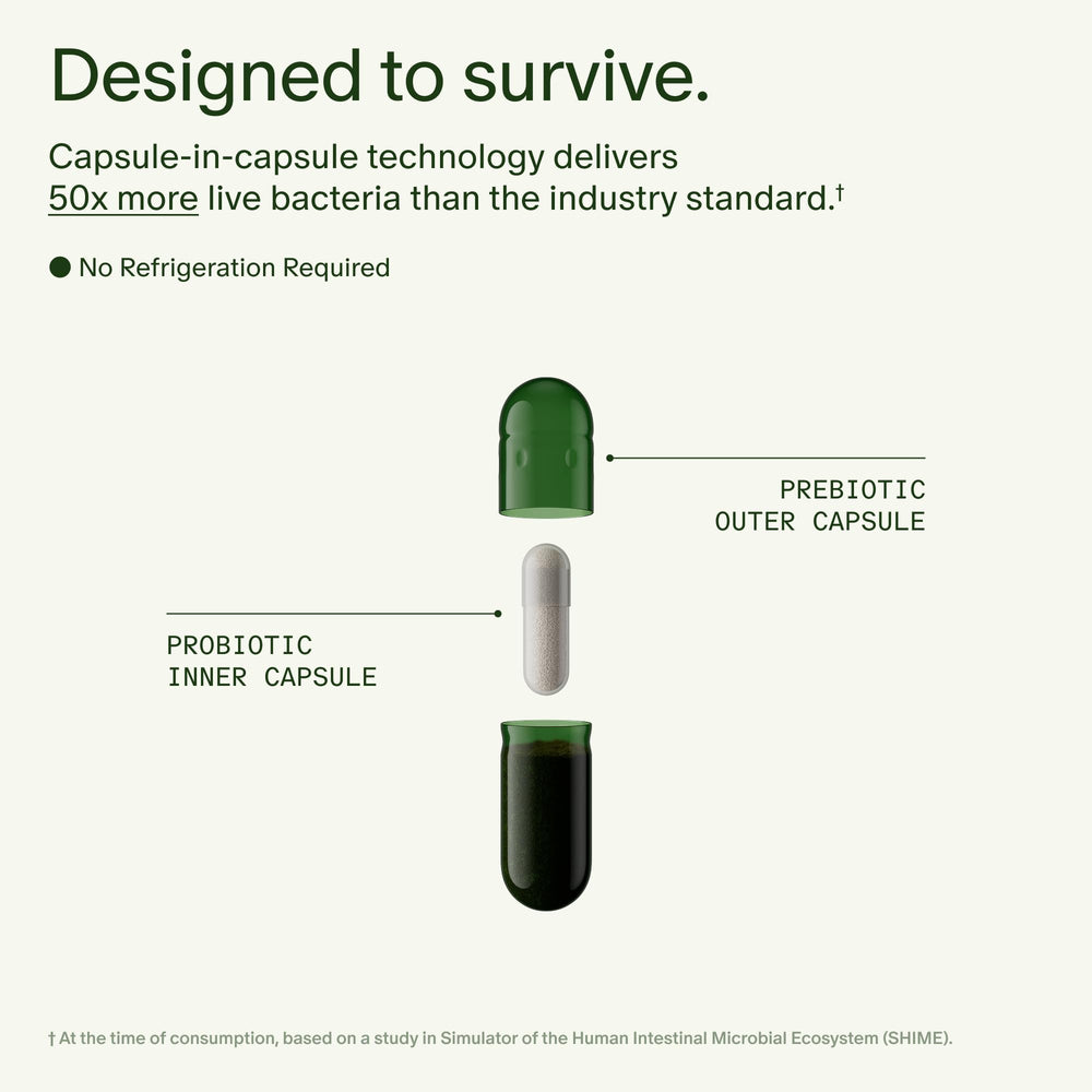 Back of Seed DS-01 bottle highlights shelf stable design