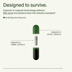 Back of Seed DS-01 bottle highlights shelf stable design