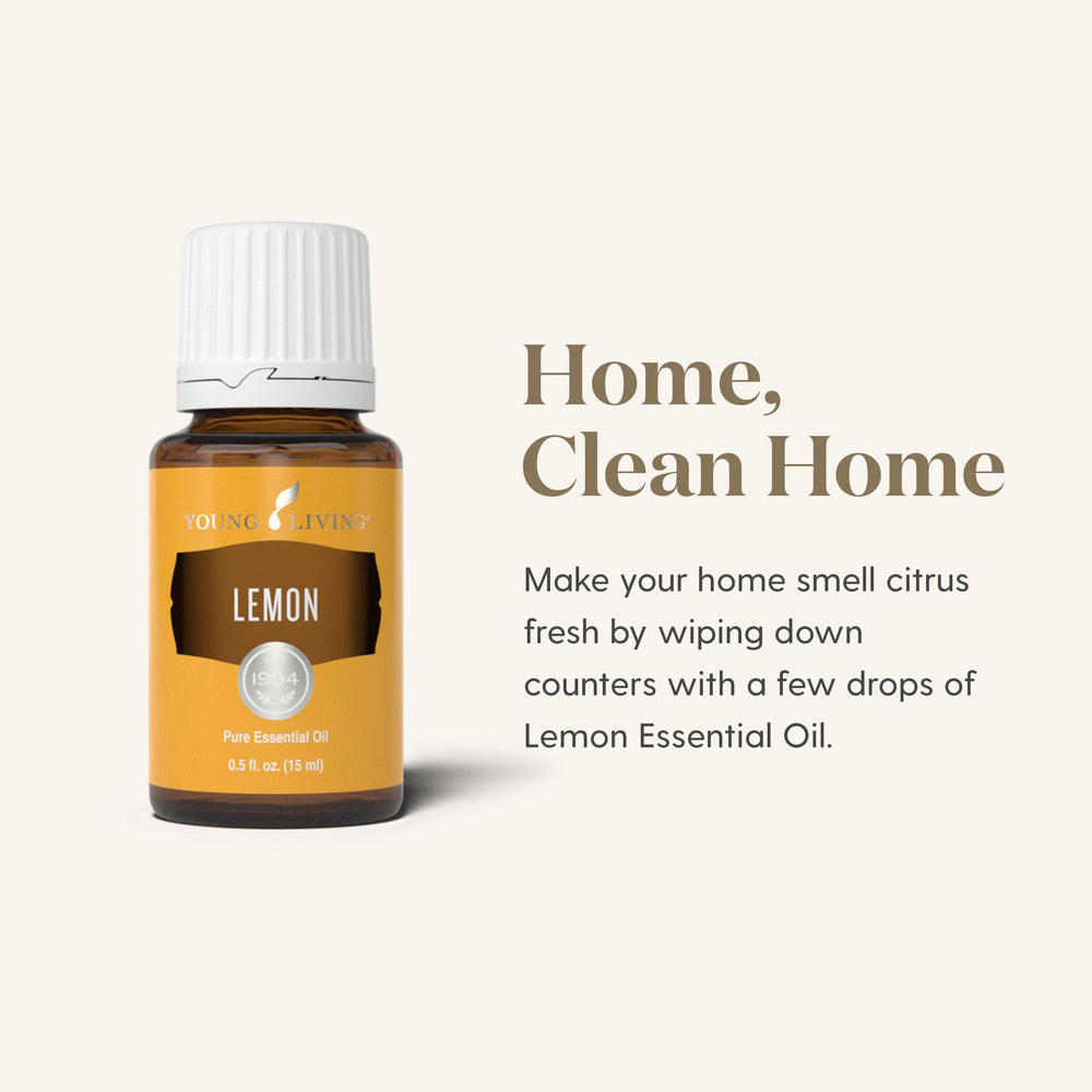 Seed to Seal lemon oil bottle highlighting purity with Young Living.