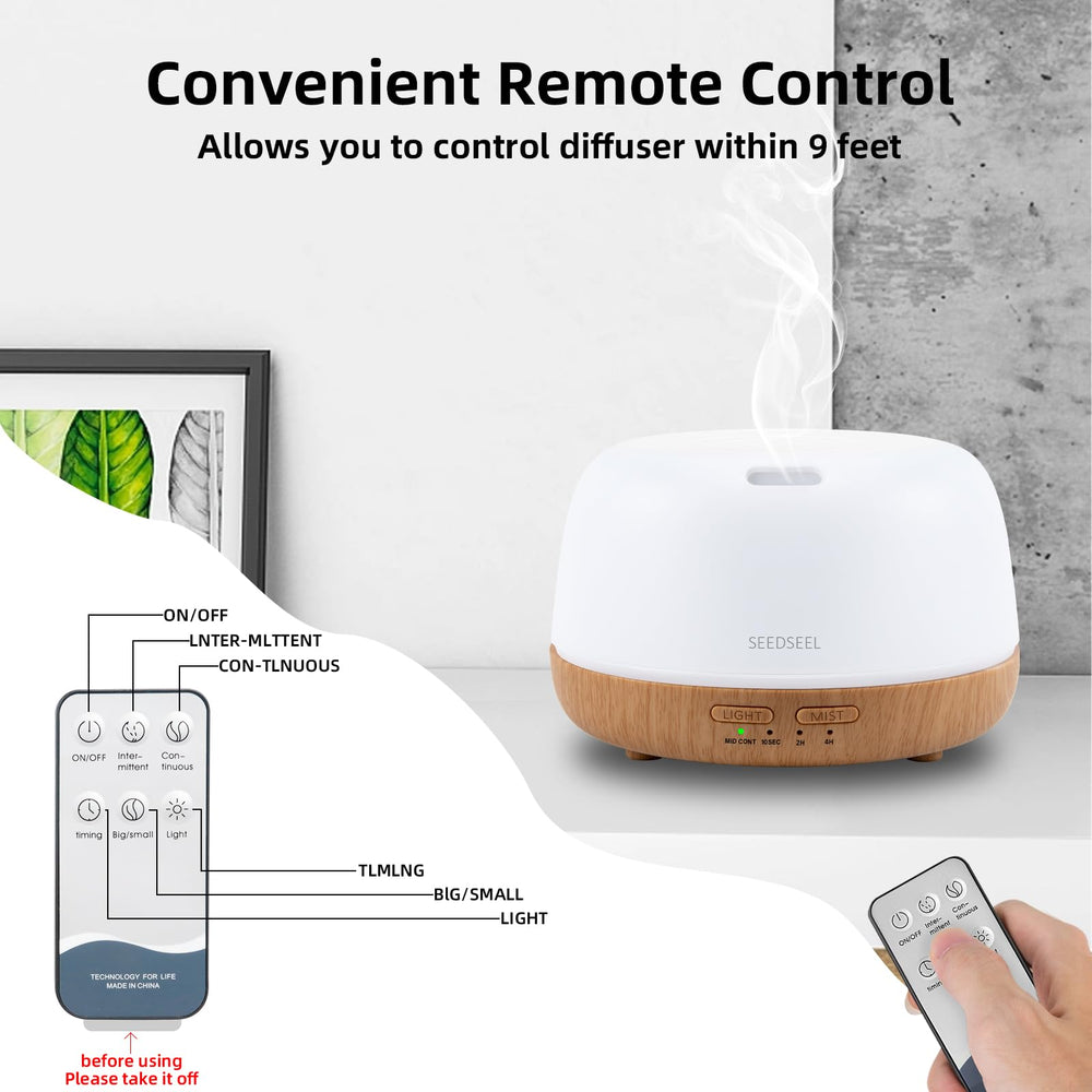 SEEDSEEL diffuser enhances bedroom ambience for relaxation.