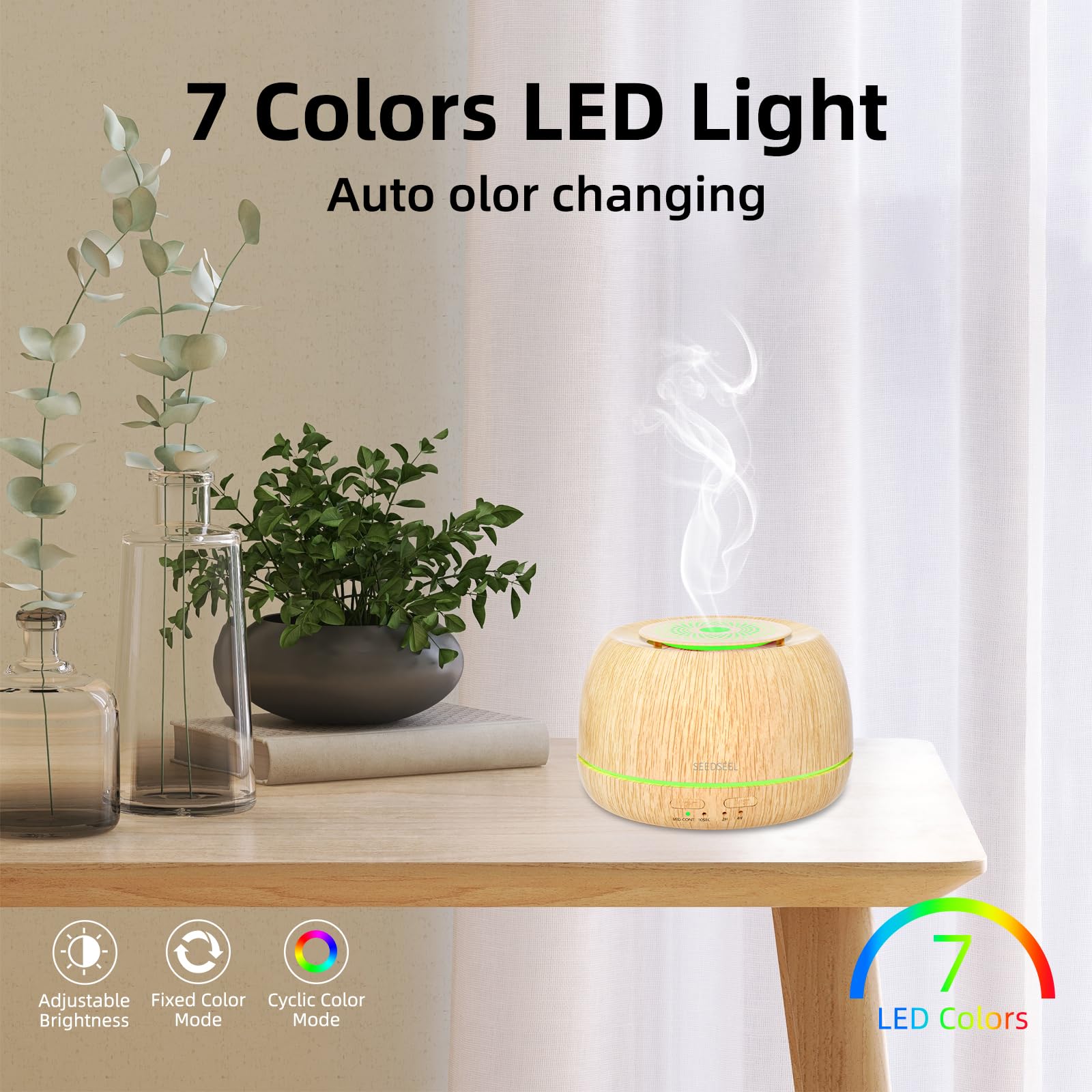 SEEDSEEL diffuser running for eight hours in a cozy room.