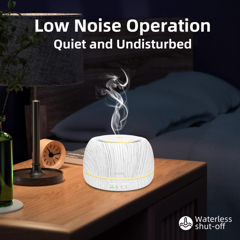 SEEDSEEL diffuser in a bedroom creating a calming ambiance